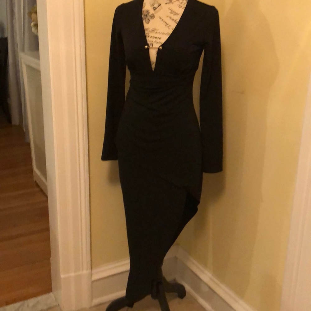WORN ONCE SZ S BEBE BLACK DRESS WITH HIGH LOW HEM